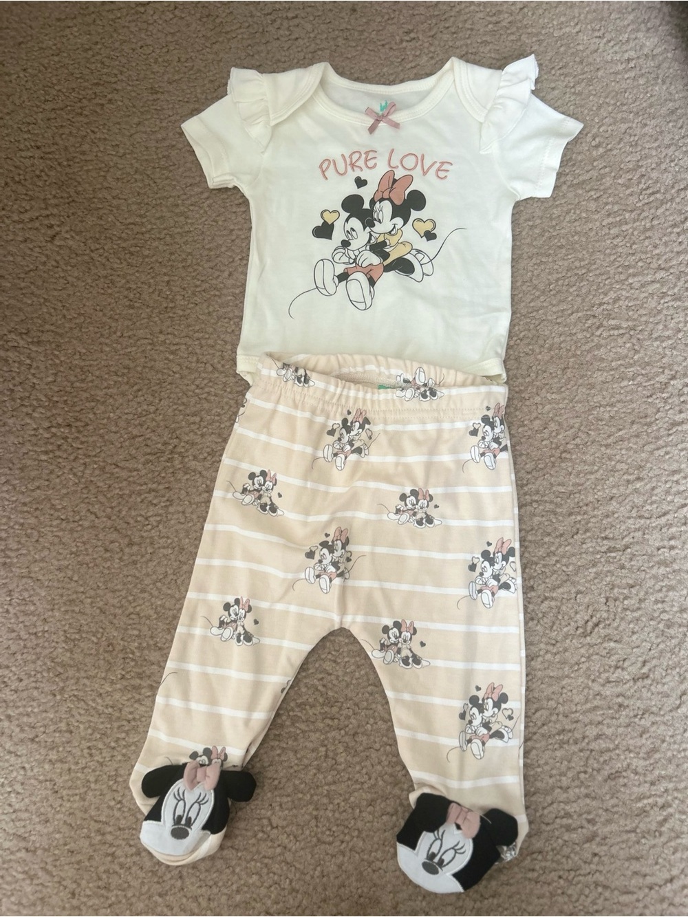 Disney Baby Minnie Mouse Footed Pants Set 6-9 Months NWOT